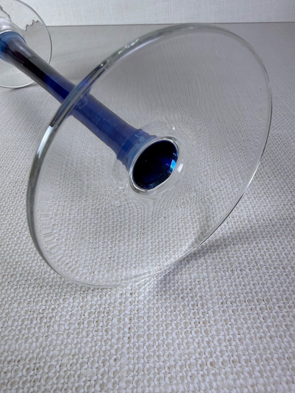 Vintage Art Glass Candlestick Holder — Cobalt Blue Stem with Hurricane Top - Picture 5 of 15